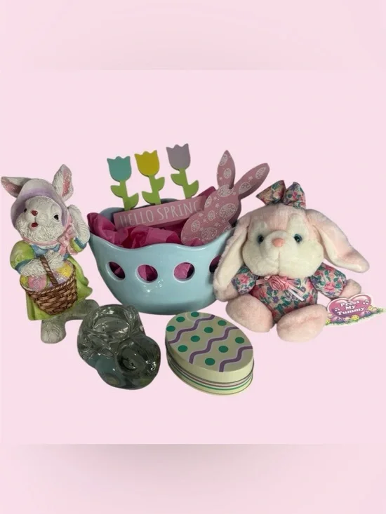 Easter Bunny Bundle Egg Bowl Cute Spring Sign Plush Bunny *Easter Sale!* - Picture 2 of 12